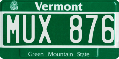 VT license plate MUX876