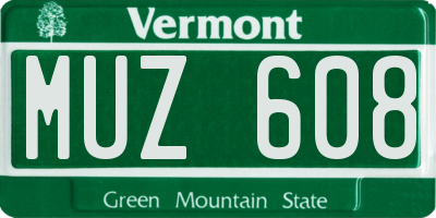 VT license plate MUZ608