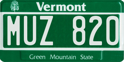 VT license plate MUZ820