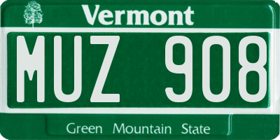 VT license plate MUZ908