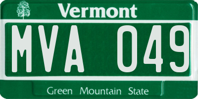 VT license plate MVA049