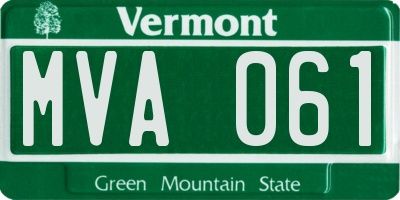 VT license plate MVA061