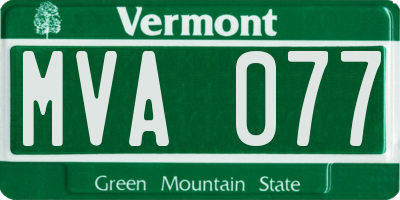 VT license plate MVA077