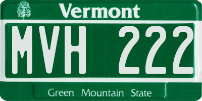 VT license plate MVH222