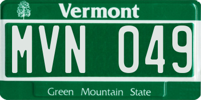 VT license plate MVN049