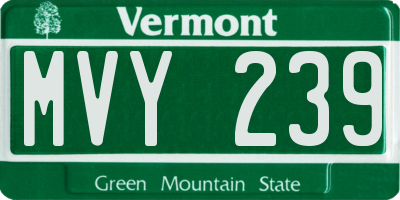 VT license plate MVY239