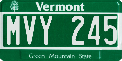 VT license plate MVY245