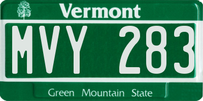 VT license plate MVY283