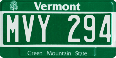 VT license plate MVY294