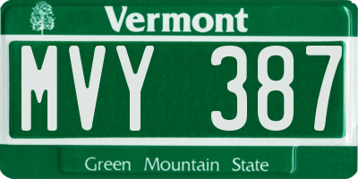 VT license plate MVY387