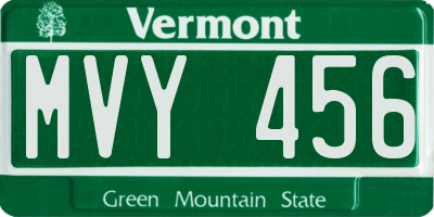 VT license plate MVY456
