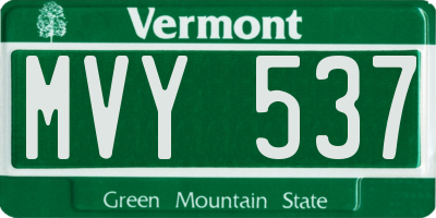 VT license plate MVY537