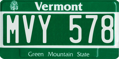 VT license plate MVY578