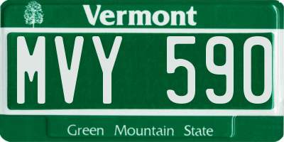 VT license plate MVY590