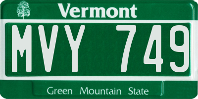 VT license plate MVY749