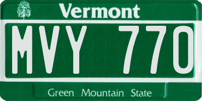 VT license plate MVY770