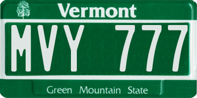 VT license plate MVY777