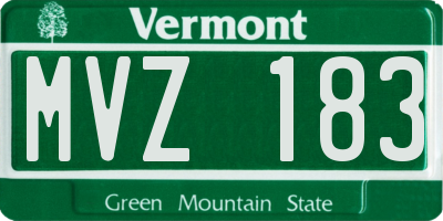 VT license plate MVZ183