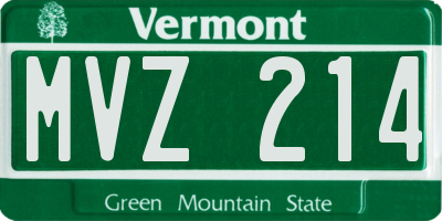 VT license plate MVZ214