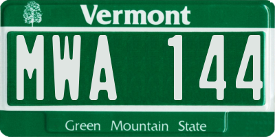 VT license plate MWA144