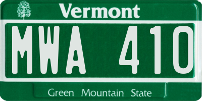 VT license plate MWA410
