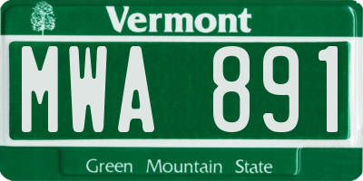 VT license plate MWA891