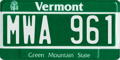 VT license plate MWA961