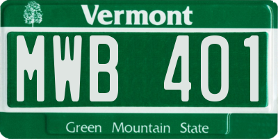 VT license plate MWB401