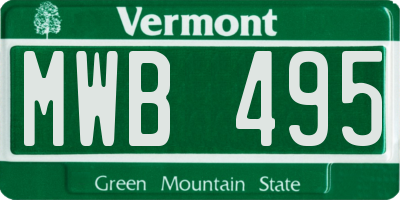 VT license plate MWB495