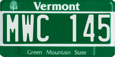 VT license plate MWC145