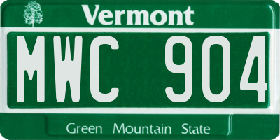 VT license plate MWC904