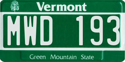 VT license plate MWD193