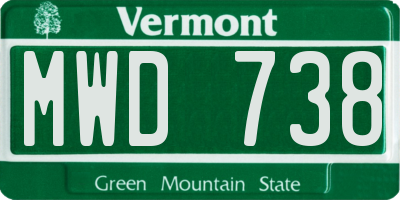 VT license plate MWD738