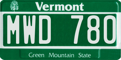 VT license plate MWD780