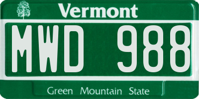 VT license plate MWD988