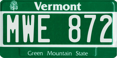 VT license plate MWE872