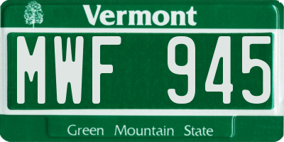 VT license plate MWF945
