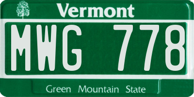 VT license plate MWG778