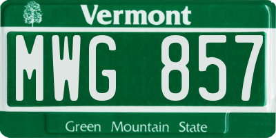 VT license plate MWG857