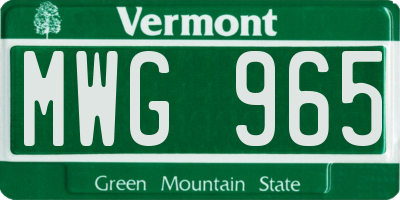 VT license plate MWG965