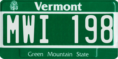 VT license plate MWI198