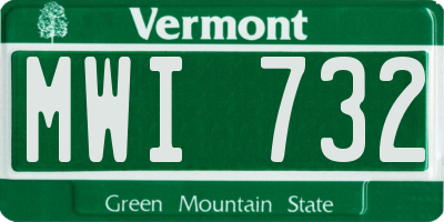 VT license plate MWI732