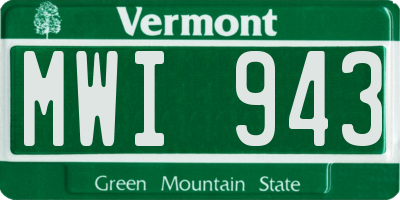 VT license plate MWI943