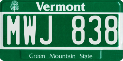 VT license plate MWJ838