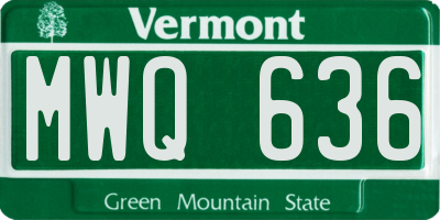VT license plate MWQ636