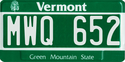 VT license plate MWQ652