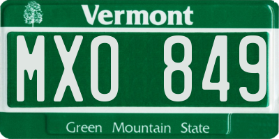 VT license plate MXO849