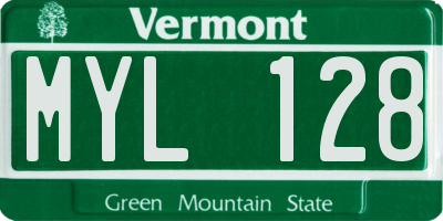 VT license plate MYL128