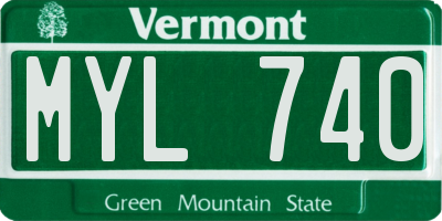 VT license plate MYL740