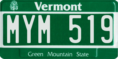 VT license plate MYM519